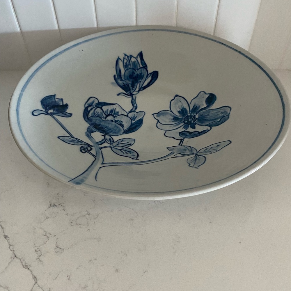 Handpainted Floral Blue and White Bowl